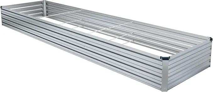 12x4x1FT Galvanized Raised Garden Beds Kit Large Outdoor Metal Gardening Planter Box for Vegetable Elevated Flower Herbs, Silver by GreenHaven Gardens