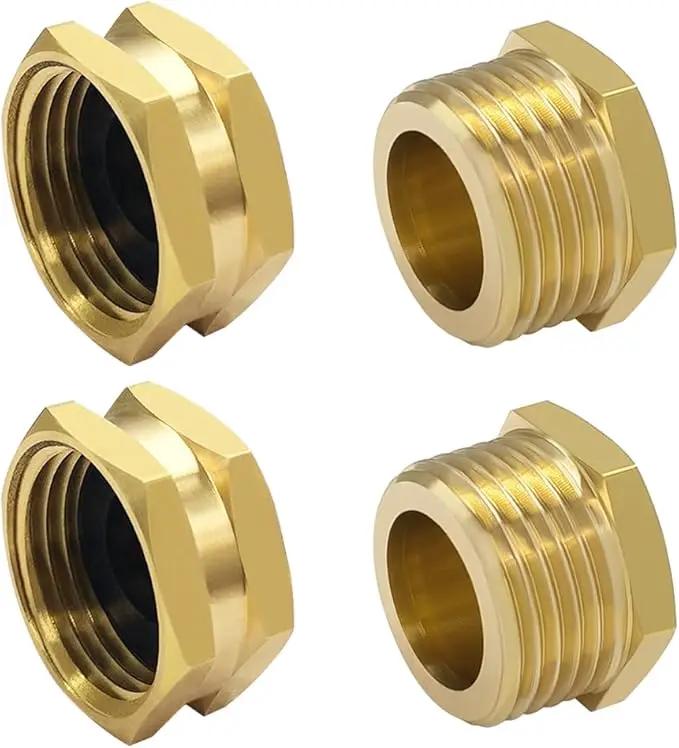 Hooshing 4PCS 3/4" GHT Garden Hose End Female Cap and Male Plugs Kits Garden Irrigation Brass Pipe Fittings Water Tubing Stopper by GreenHaven Gardens