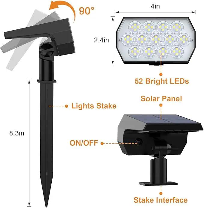 WELALO Solar Spot Lights Outdoor, [10 Pack/52 LED/3 Modes] 2-in-1 Solar Landscape Spotlights, Solar Powered Security Lights, Waterproof Wall Lights for Walkway Yard Garden Driveway(Cool White) by GreenHaven Gardens