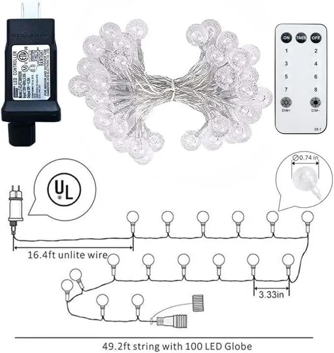 Globe String Lights 65.6 Feet 150 LED, Plug in Crystal Fairy String Lights with Remote Timer, 11 Modes Indoor Outdoor Hanging Globe Lights for Wedding Bedroom Classroom Patio Garden by GreenHaven Gardens