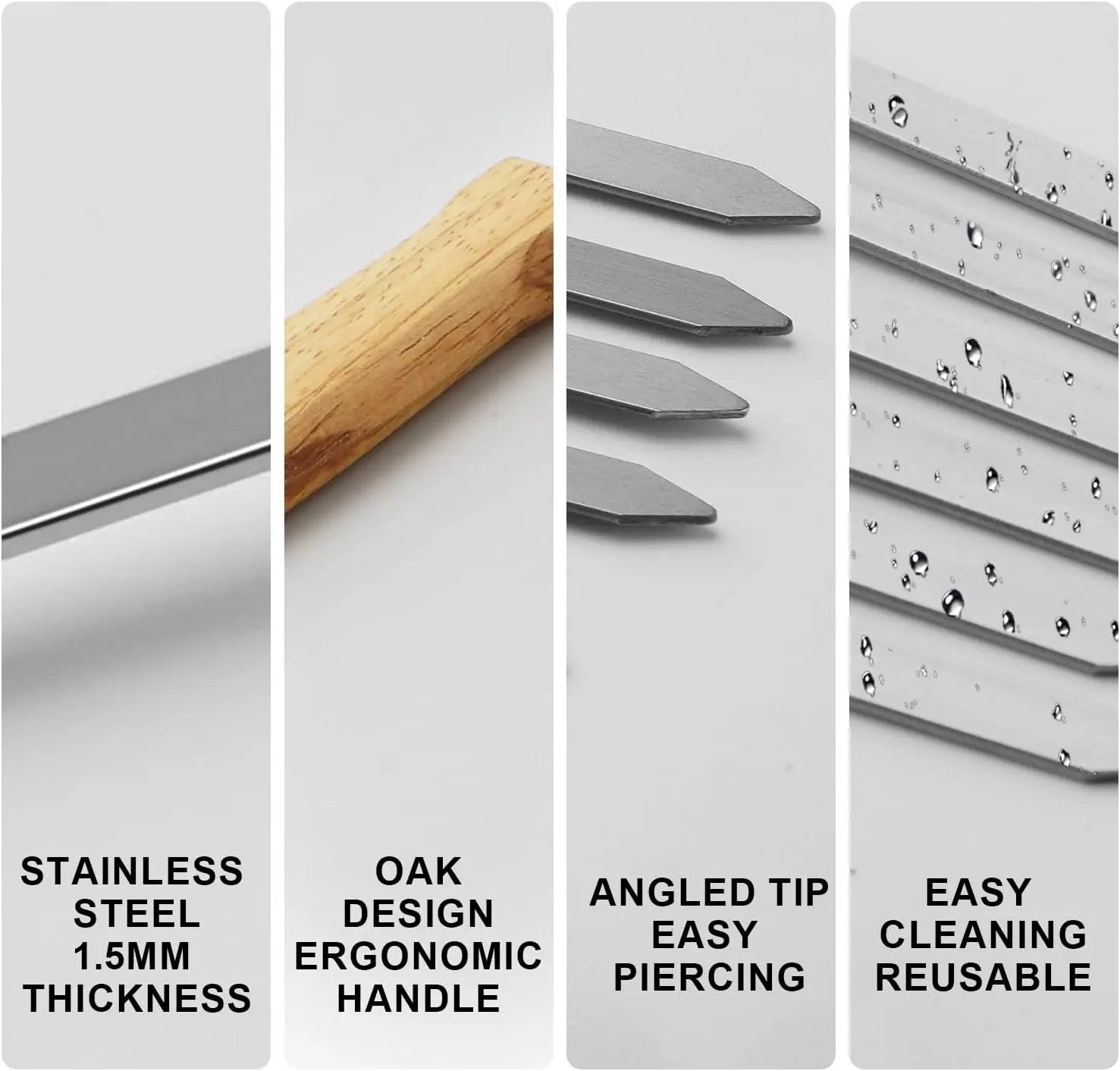 SHIKORI Kabob Skewers,BBQ Barbecue Skewers,Stainless Steel Sticks,17 Inch Heavy Duty Large Wide Reusable,with Nonslip Wooden-16 Pcs by GreenHaven Gardens