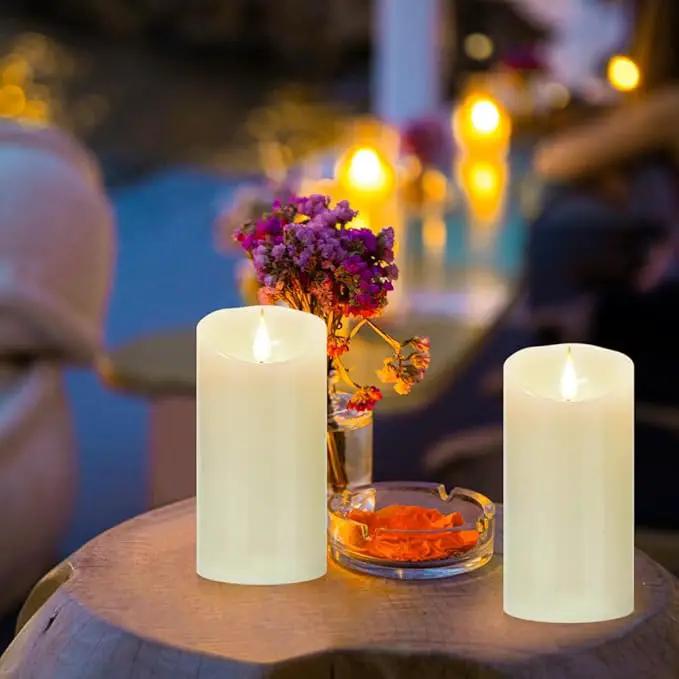 Tappovaly Flameless Flickering Battery Operated Candles 2pack Real Wax Pillar LED Candles with 10-Key Remote Control and 24 Hours Timer for Wedding, Party, Home Decoration (Ivory) by GreenHaven Gardens