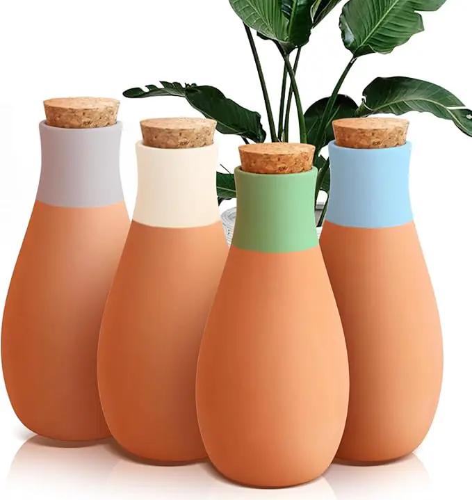 4PCS Terracotta Watering Spikes, Ollas Self Watering Globes, Slow Release Self Watering Planter Insert, Plant Watering Globes for Indoor and Outdoor Plants by GreenHaven Gardens