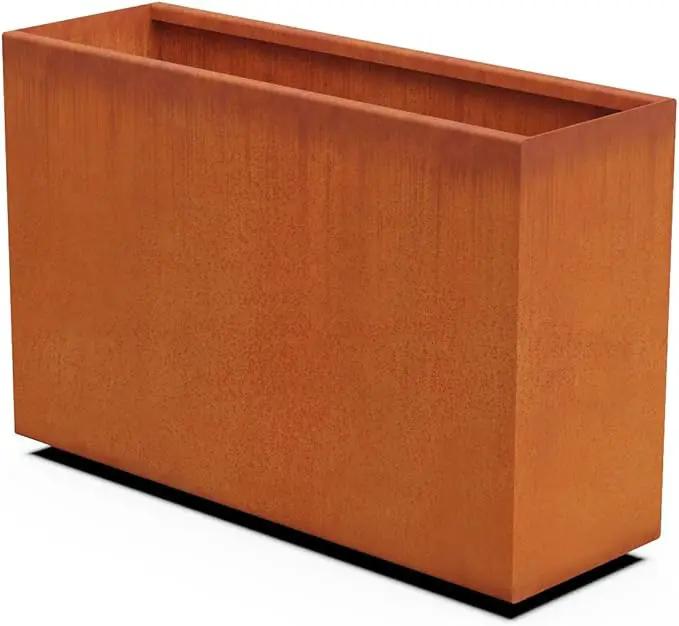 Corten Steel Planter Rectangle Outdoor Metal Garden Box Heavy Duty | Made in USA | Fully Assembled by GreenHaven Gardens