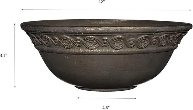 Classic Home and Garden Indoor/Outdoor Round Corinthian Resin Flower Pot Planter Bowl, Bronze, 12" by GreenHaven Gardens