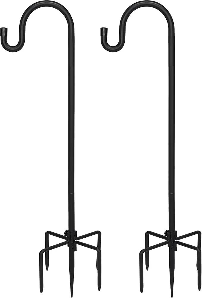 Kingsyard 2 Pack Adjustable Shepherd Hooks for Outdoor - 44 INCH Heavy Duty Bird Feeder Pole with 5 Prong Base, Hummingbird Feeder Stand, Garden Plant Baskets, Weddings Decor, Solar Light Lanterns by GreenHaven Gardens