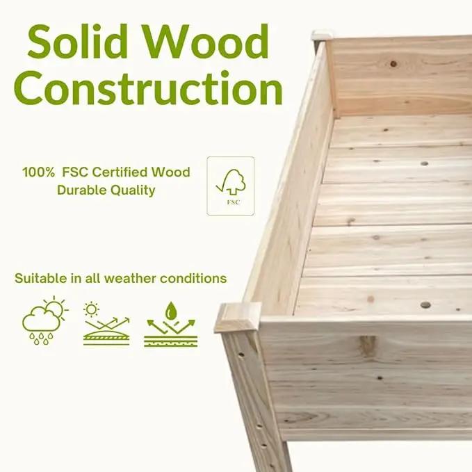 BTExpert 4ft Wooden Raised Garden Bed with Legs, 48x24x30in Elevated Planter Box Stand for Vegetable Flower Backyard, Patio, Balcony Large Wood Raised Beds Liner Outdoor - 30 in Height by GreenHaven Gardens
