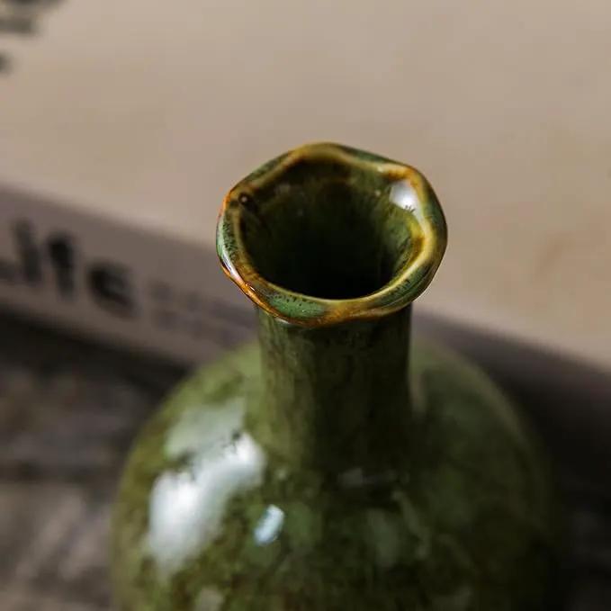 JOJUNO Glazed Rustic Bud Vase Set of 4 - Small Ceramic Mini Pottery Vases in White, Yellow, Green, Red - Ideal for Fresh & Dried Flowers - Modern Farmhouse Décor for Living Room, Shelves, Dining Table by GreenHaven Gardens