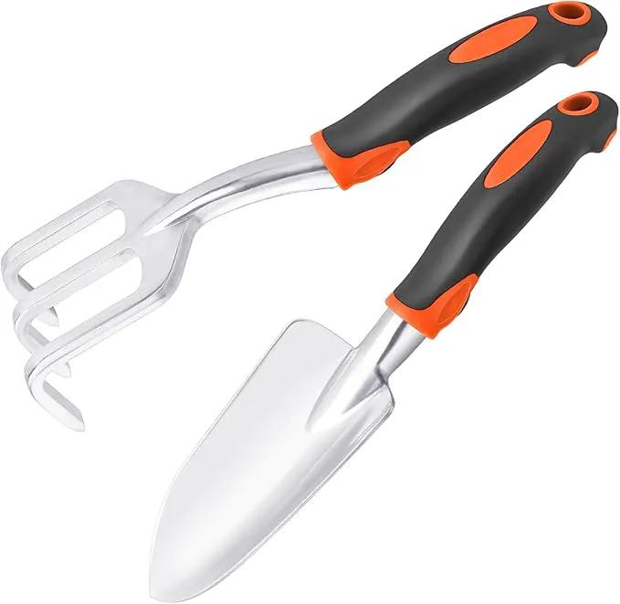 Garden Tool Set, 2 Pack Heavy Duty Gardening Tools Set Include Garden Shovel and Hand Rake Claw Tool with Ergonomic Handle, Small Gardening Hand Tools for Digging Weeding Planting Transplanting by GreenHaven Gardens