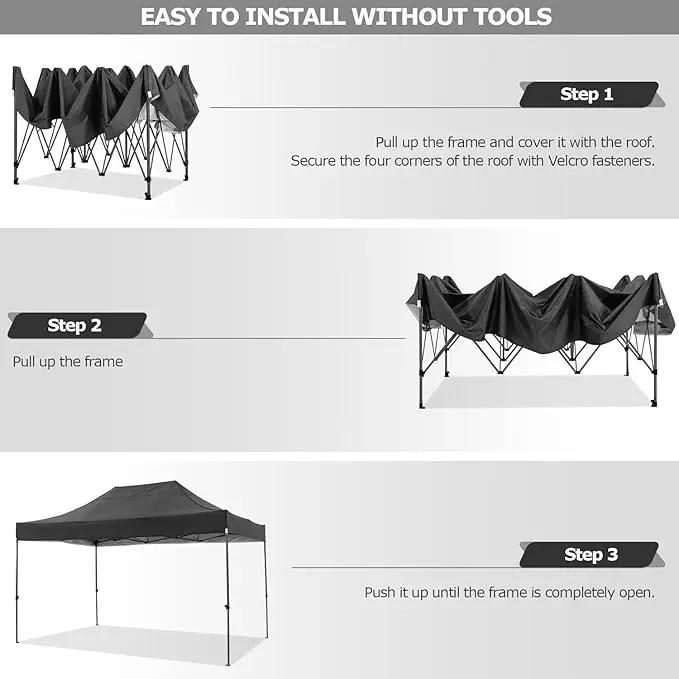 COBIZI 10x15 FT Pop up Canopy Tent,Heavy Duty Easy Up Commercial Outdoor Party Canopy Tents for Wedding Parties All Season Wind & Waterproof Gazebo with Carry Bag,Black(Frame Thickened) by GreenHaven Gardens