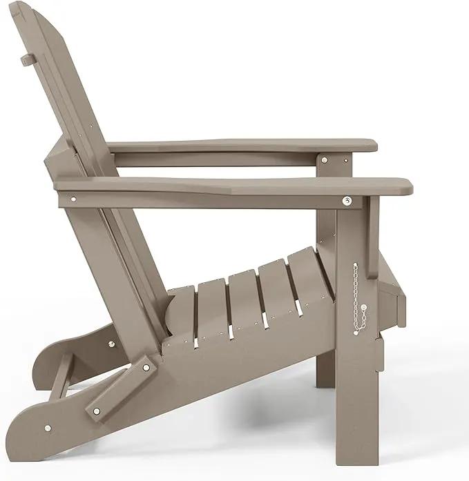 Westin Outdoors Laguna WO Home Outdoor Adirondack Folding Chair Lounger Seat Traditional Retro Home Furniture for Beach, Balcony, Backyard, Lawn, Patio, Pool, Deck, Garden (Weathered Wood) by GreenHaven Gardens