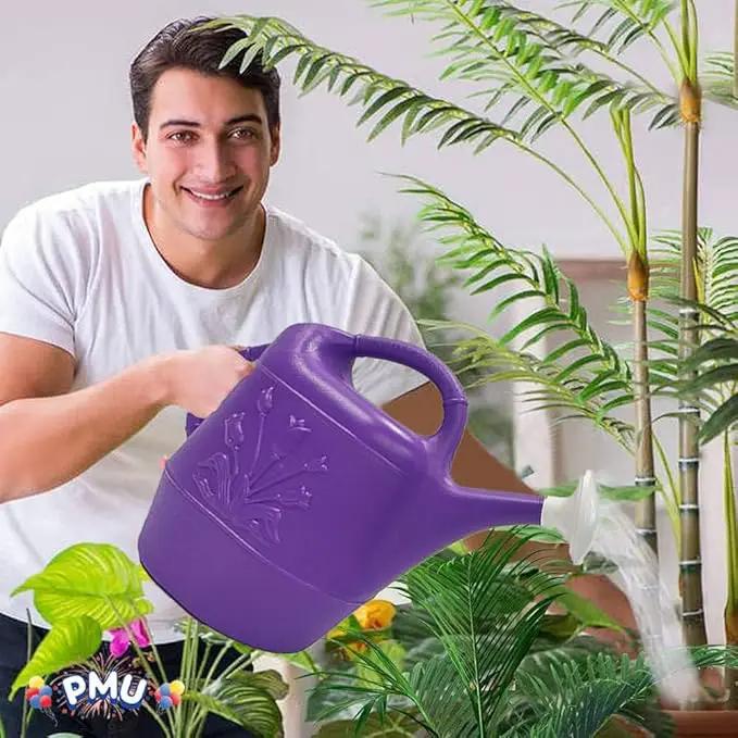PMU 2 Gallon Watering Can - Garden Watering Can for Indoor & Outdoor Plants - Plastic Water Can with Detachable Sprinkler Head - Large Water Pot, Made in USA - Purple Pkg/3 by GreenHaven Gardens