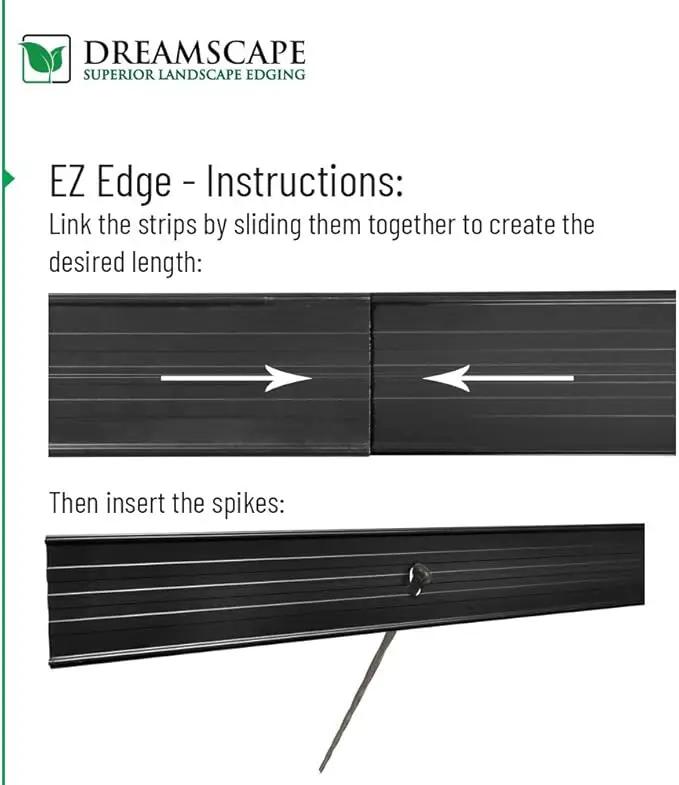 Dreamscape E-Z Edge Aluminum Landscape Edging - 4 Strips, 6ft Each (24ft Total), Black Painted - Professional Quality Landscaping Border, Metal Divider for Lawn, Garden, Flowerbed by GreenHaven Gardens