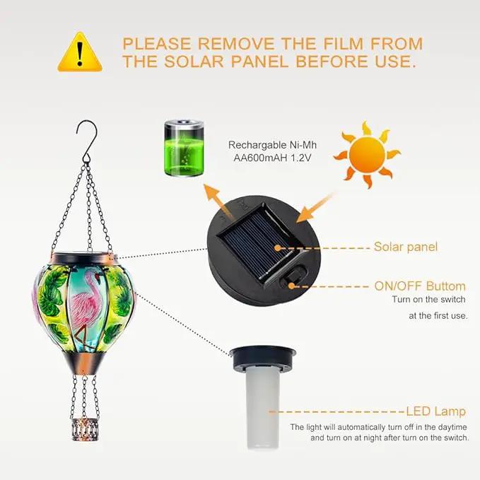 Starsoul 2 PC Flamingo Hot Air Balloon Solar Lantern with Flame Glass Outdoor Hanging Hot Air Balloon Solar Light Waterproof Garden Patio Yard Party Decorations by GreenHaven Gardens