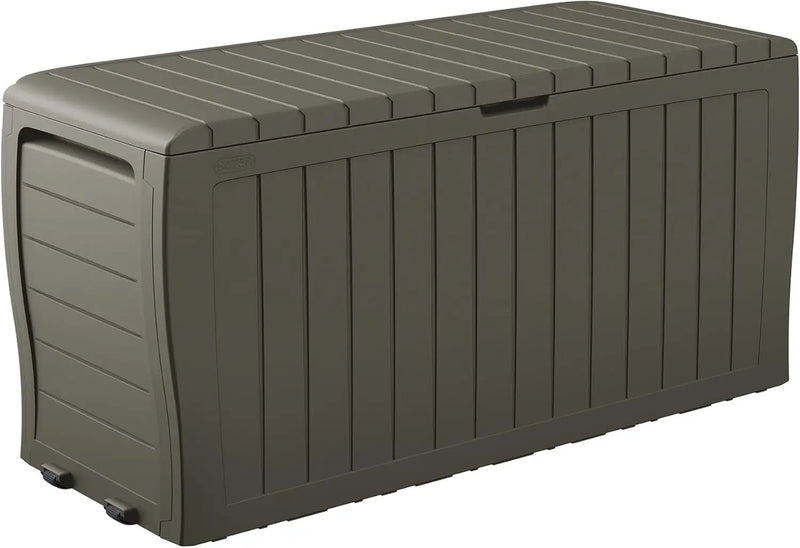 Keter Marvel Plus 71 Gallon Resin Deck Box-Organization and Storage for Patio Furniture Outdoor Cushions, Throw Pillows, Garden Tools and Pool Floats, Mossy Brown by GreenHaven Gardens