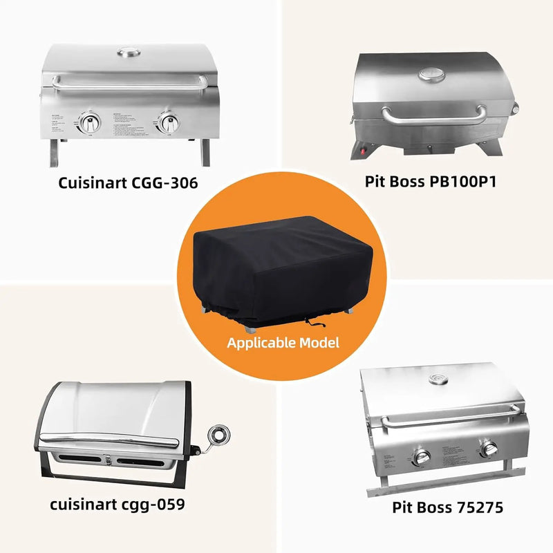 NOELIFE 24 Inch Tabletop Grill Cover for Cuisinart CGG-306/ CGG-059A/ CGG-059, Pit Boss 75275/ PB336GS/ PB100P1, Waterproof Outdoor BBQ Grilling Griddle Accessories, Black (Cover Only) by GreenHaven Gardens