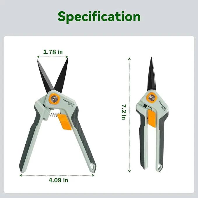 PrunePro Garden Scissors Pruning Shears Sharp Stainless Steel Non-Stick Teflon Coating Blade for Precise Cuts Garden Snip Bonsai Clippers for Plants Rose Flower 2 Pack by GreenHaven Gardens