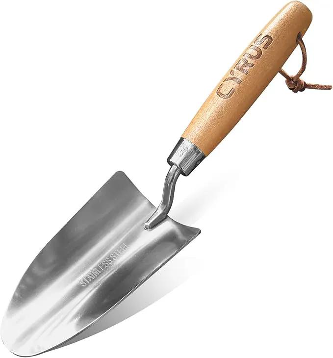 CYRUS 12.6”Garden Trowel,Heavy Duty Large Size Stainless Steel Garden Shovel with Ash Wood Handle,Suitable for Planting,Measuring,Weeding Multi-Functional Garden Spade by GreenHaven Gardens