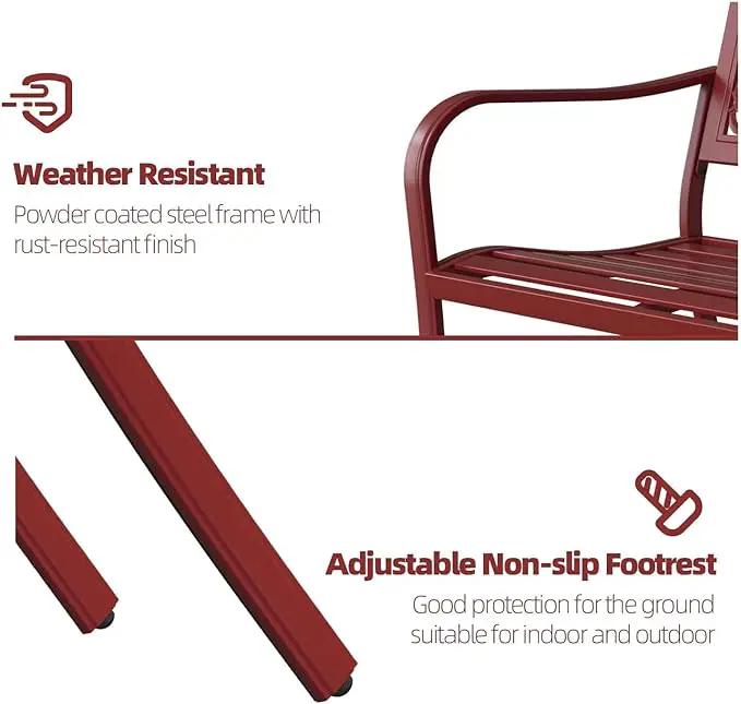 Grand patio 50" Outdoor Bench Garden Bench with Armrests Bench for Outdoors Lawn Yard Porch Red by GreenHaven Gardens