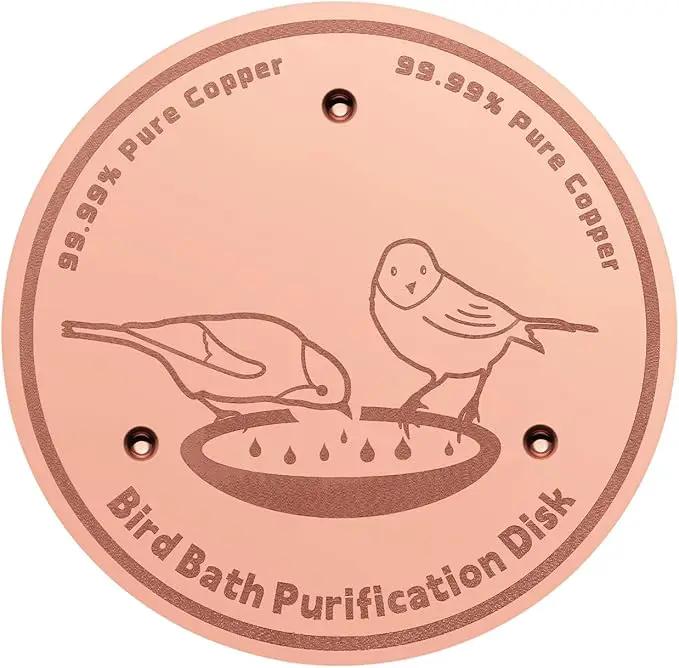 1-Pack 99.99% Pure Copper Bird Bath Purification Disk,Copper Disc with Stable Triple-Point Support,Fits All Outdoor Bird Baths(Round) by GreenHaven Gardens