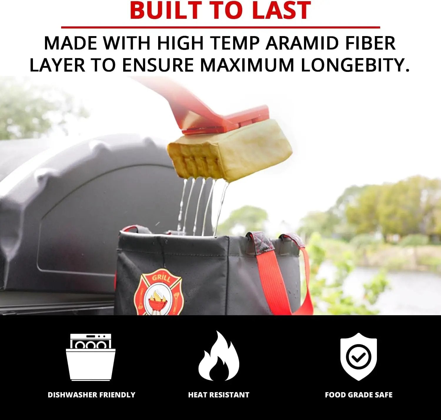 Grill Rescue BBQ Replaceable Scraper Cleaning Head, Bristle Free - Durable and Unique Scraper Tools for Cast Iron or Stainless-Steel Grates, Barbecue Cleaner (Grill Grate Brush with Scraper) by GreenHaven Gardens
