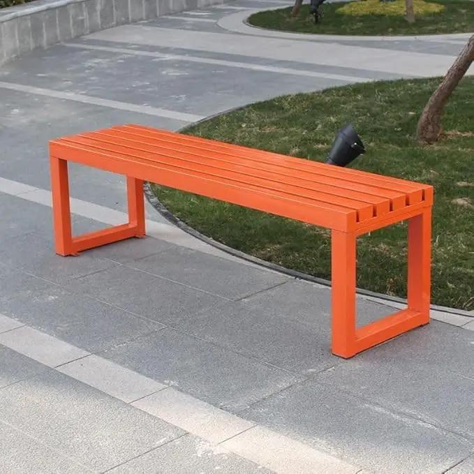 Weatherproof Metal Dining Bench, Outdoor Bench Backless Patio Bench 2-Person Farmhouse Bench Garden Bench for Kitchen, Living Room, Entryway(Orange,59in) by GreenHaven Gardens