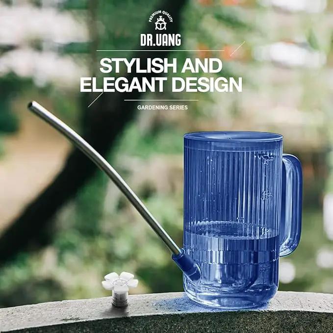 Small Watering Can Indoor Plants with Long Spout (1L, Blue) by GreenHaven Gardens