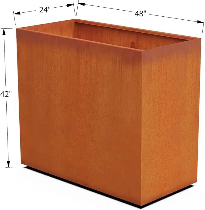 Corten Steel Planter Rectangle Outdoor Metal Garden Box Heavy Duty | Made in USA | Fully Assembled by GreenHaven Gardens