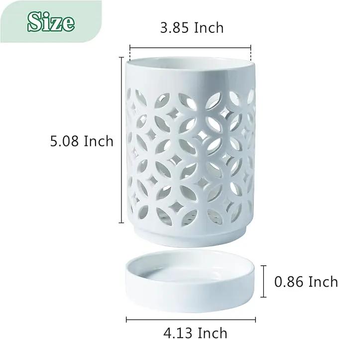 Orchid Pot with Holes & Saucers, Ceramic Pots for Repotting, Breathable Slotted Orchid Pots Flower Plant Nursery Pot White 4 Inch by GreenHaven Gardens