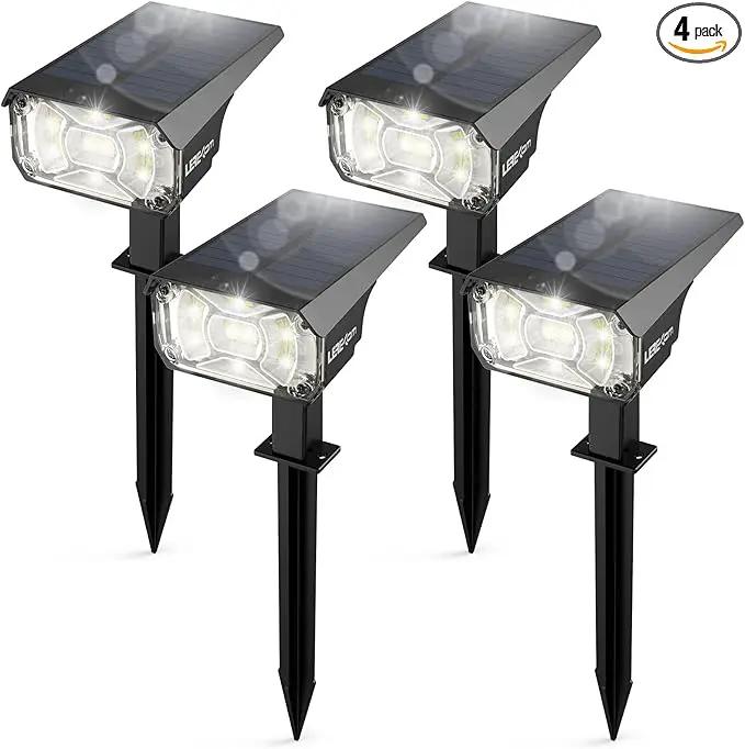 Solar Spot Lights Outdoor,IP65 Waterproof 40 LEDs Solar Landscape Spotlights,USB & Solar Powered Wall Lights,3 Modes Outdoor Solar Garden Lights Outdoor In-Ground Lights for Yard Porch 4 Pack by GreenHaven Gardens