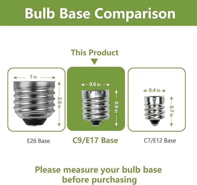 25Pack C9 Replacement LED Light Bulbs, Strawberry Christmas Bulb 2700K Soft White Shatterproof & Waterproof Outdoor String Light Bulbs, E17 Candelabra Base Edison Bulbs for Holiday Decoration by GreenHaven Gardens