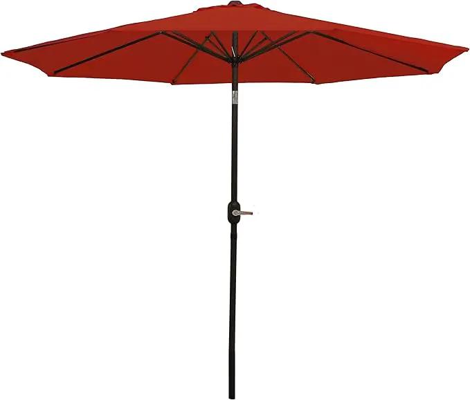 Sunnydaze Outdoor Patio Umbrella - Polyester Table Market Umbrella with Push-Button Tilt and Crank - 8 Sturdy Ribs - Burnt Orange - 9ft by GreenHaven Gardens