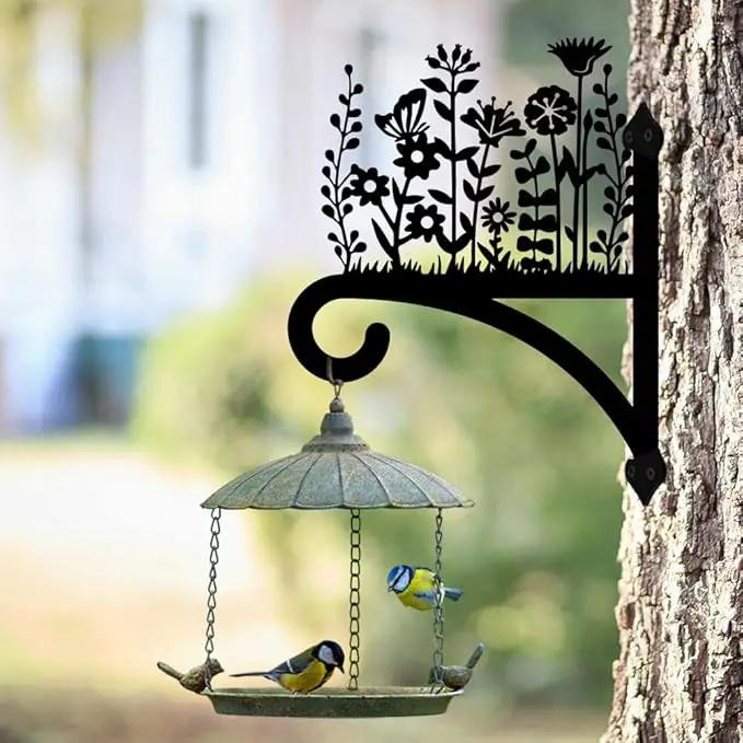Peacoblue Iron Plant Hangers Hooks for Outdoor Indoor Hanging Plants Flower Fern Pot Lantern Bird Feeder Wind Chimes, 12"x15" Weather Resistant Metal Wall Holder for Porch Garden Farmhouse(Wildflower) by GreenHaven Gardens