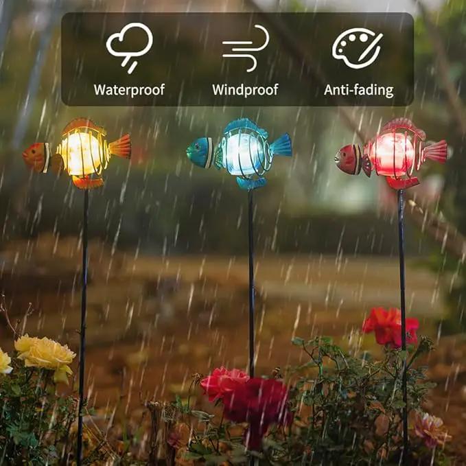 Garden Solar Lights,21.3''H 3Pack Clownfish Outdoor Figurine Lights,Waterproof Garden Decor with Led Lights, Decorative Garden Stake for,Yard,Patio,Lawn by GreenHaven Gardens