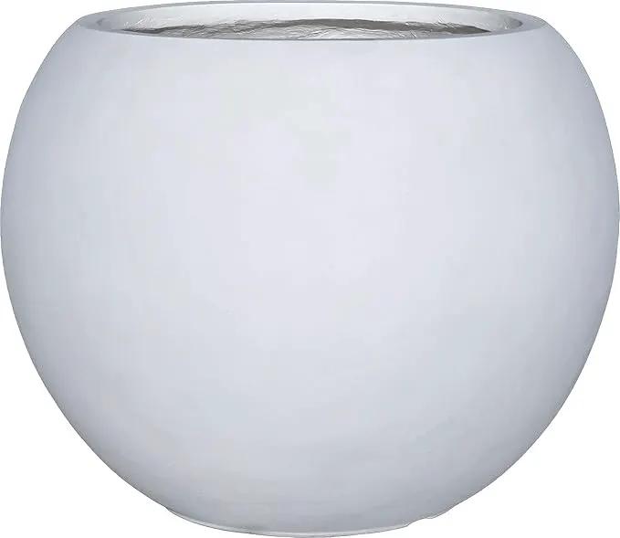 13.5 H x 17" Dia (12" Pot Opening) Round Fiberstone Planter with Drainage Hole, White, Indoor/Outdoor Large Plant Pot for Home Patio Garden, Ideal for Large Plants