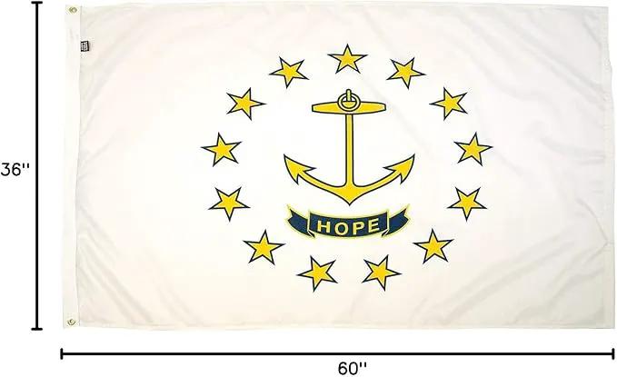FlagSource Rhode Island Nylon State Flag, Made in the USA, 3x5' by GreenHaven Gardens