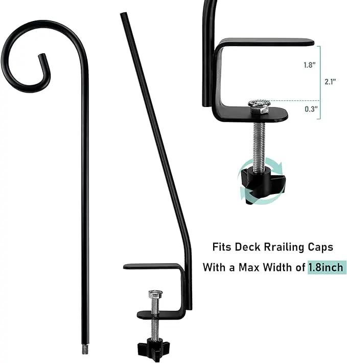 MIXXIDEA Heavy Duty Deck Rail Pole Deck Hook, Extensible and Adjustable Deck Hook for Hanging Bird Feeder, Plants, Suet Baskets,Wind Chimes,Lanterns by GreenHaven Gardens