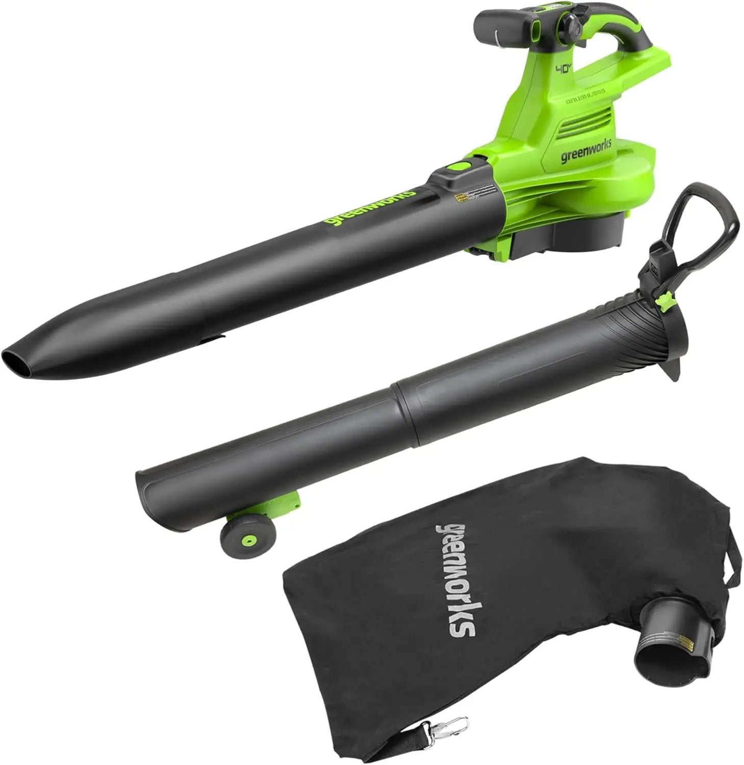 Greenworks 40V (230 MPH / 505 CFM) Cordless Brushless Leaf Blower/Vacuum with Bag, High Power, Lightweight & Quiet for Yard Debris Cleanup, Battery and Charger not included by GreenHaven Gardens