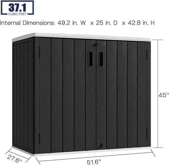 KINYING Outdoor Horizontal Storage Sheds,37 Cu.ft Outdoor Storage Cabinet Waterproof Resin Tool Storage Box for Lawn Mower,Garden Tools and Patio Furniture, Lockable (Black) by GreenHaven Gardens