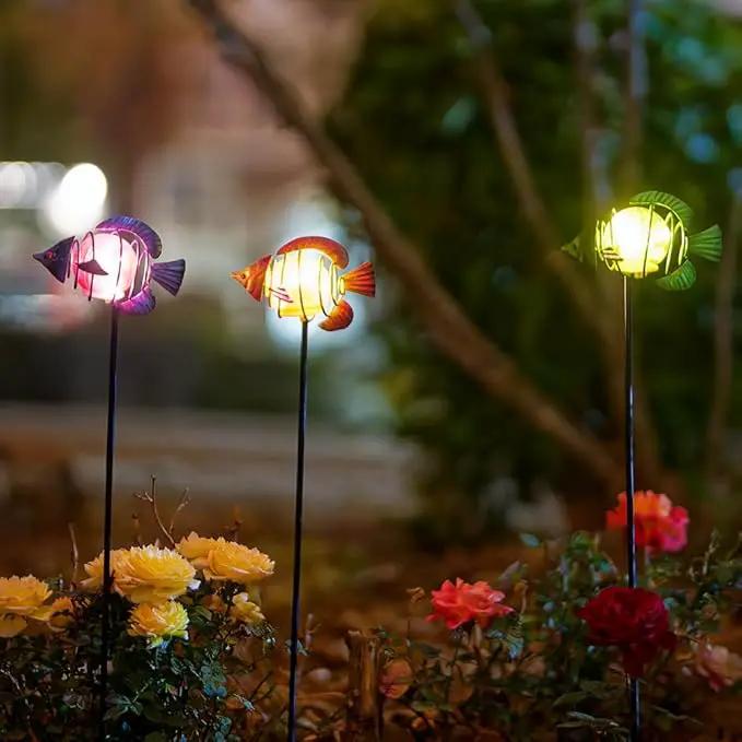 Outdoor Garden Solar Lights,3Pack Decorative Solar Lights for Garden Decor,Sea Fish Backyard Decor,Led Solar Lights with Stakes for Yard Landscape Patio(21.3''H) by GreenHaven Gardens