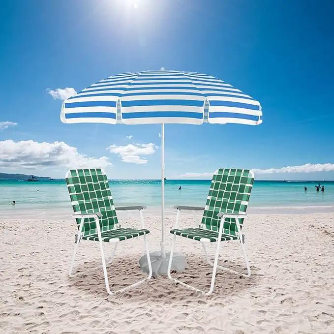 VINGLI Patio Lawn Webbed Folding Chairs Set of 4, Outdoor Beach Chair Portable Dining Chair for Outdoor Yard, Garden (Dark Green, Classic) by GreenHaven Gardens
