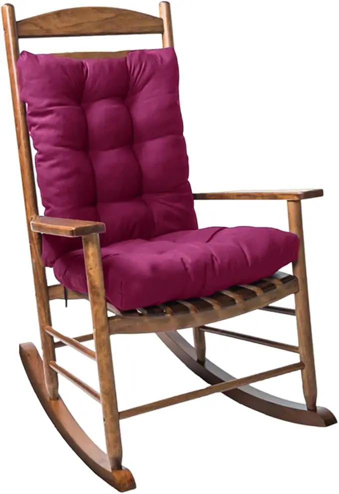 Patio Rocking Chair Cushion, 1 Pack Non Slip Back Chair Cushion High Back Indoor Outdoor Chaise Lounger Cushion Seat Pads, Purple by GreenHaven Gardens