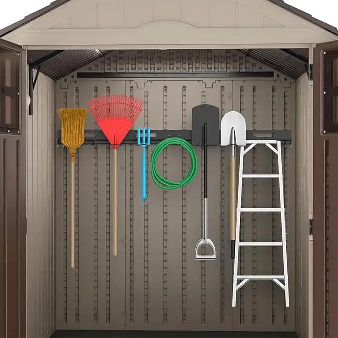 Garage Wall-Mounted Rack, Tool Storage Rack, Shed Shelf, Garden Tool Rack, Hanging Storage Rack for Yard Tools, for Suncast Shed Accessories (2-Pack) by GreenHaven Gardens