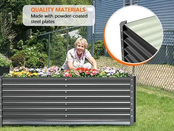 VINGLI Galvanized Raised Garden Beds Outdoor, 6x3x2 Ft, 8x4x2 Ft Lager Metal Planter Raised Beds for Planting Vegetables Flowers Herb (6 * 3 * 2（Square）) by GreenHaven Gardens