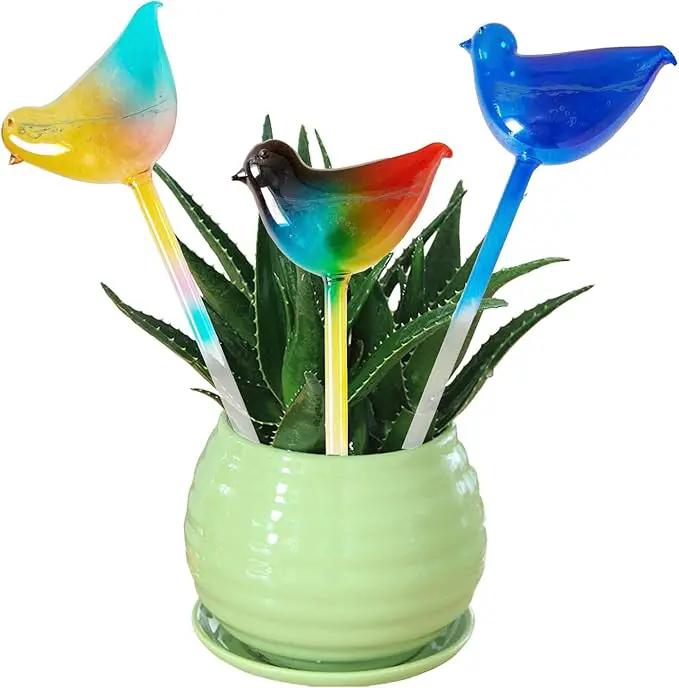 Glass Plant Watering Globes, Flower Watering Globes Self Watering Star Plant Watering Pot, Automatic Multicolored Glass Watering Spray for Everyday Use,3 Pack (B) by GreenHaven Gardens