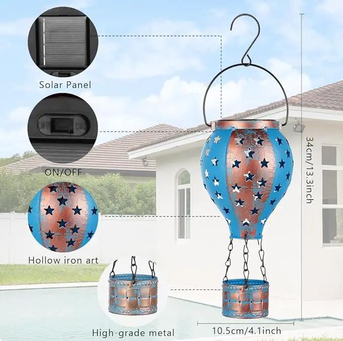 Hanging Solar Lantern,2-Pack Solar Powered Hot Air Balloon Lantern,Hanging Solar Lights Outdoor Waterproof for Lawn Porch Tree Garden Decorations by GreenHaven Gardens
