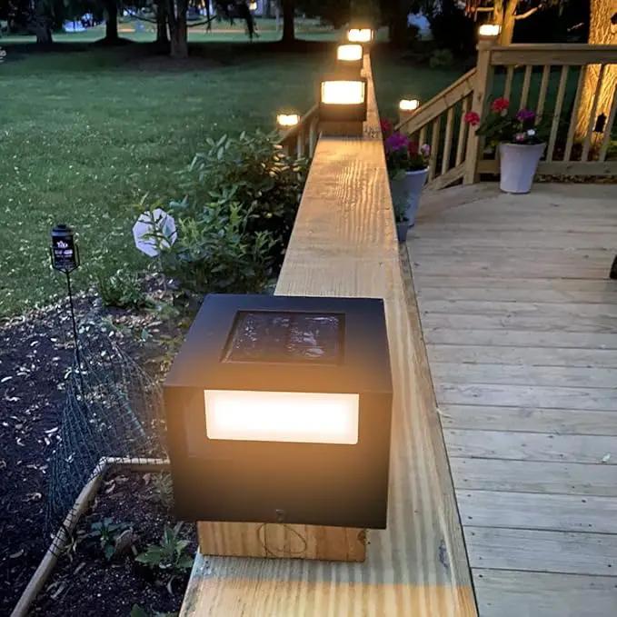 Viewsun 6 Pack Solar Post Cap Lights, Outdoor Fence Solar Powered Post Cap Lights with SMD LEDs Waterproof Light Decorative for Fence Deck or Patio Decor, Fits 4x4, 5x5 or 6x6 Wooden Posts by GreenHaven Gardens