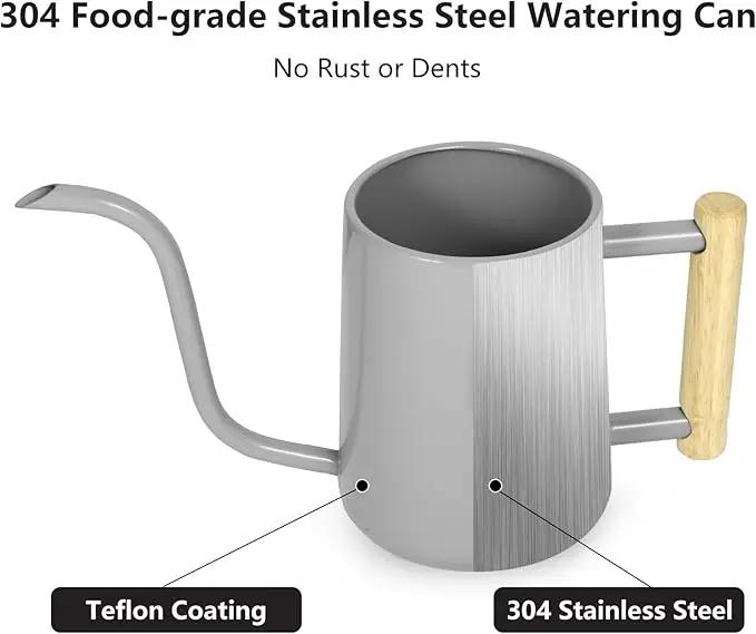 Watering Can Indoor Plants, 35 oz/1000 ml Metal Stainless Steel Watering Can Pot with Long Spout for Indoor House Plants Bonsai Outdoor Garden Flower Decorative (Gray) by GreenHaven Gardens