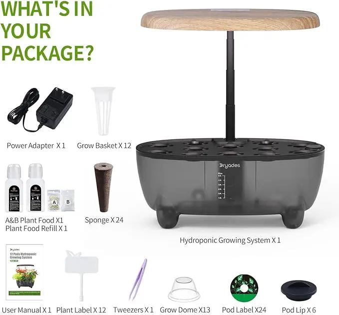 12 Pods Hydroponics Growing System Indoor Herb Garden with LED Growth Lamp Smart Water Pump Plant Germination Kit (No Seeds) Home Kitchen, Gift Ideas for Women Men by GreenHaven Gardens
