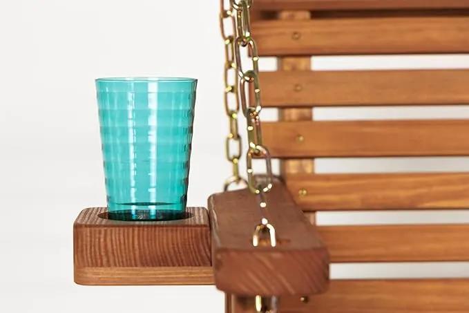 Amish Casual 5 Foot Roll Back Heavy Duty Wooden Porch Swing with Cup Holders in Cedar Stain - Amish Made in The USA from Treated Pine, Outdoor Hanging Bench Swing with 700 Lb. Weight Capacity by GreenHaven Gardens